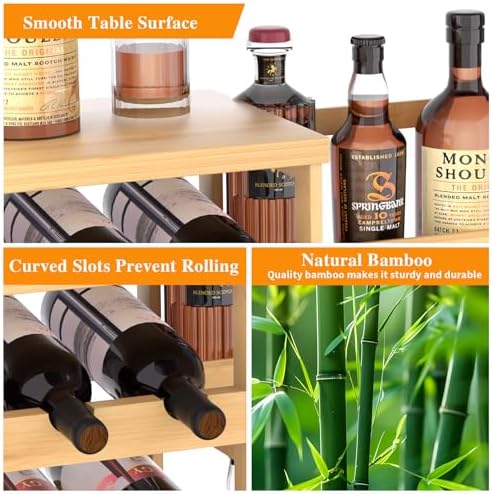 VASMIA Bamboo Liquor Display Shelf Cabinet