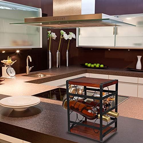 DOLFISH 3 Tiers Freestanding Wine Rack Black and Brown