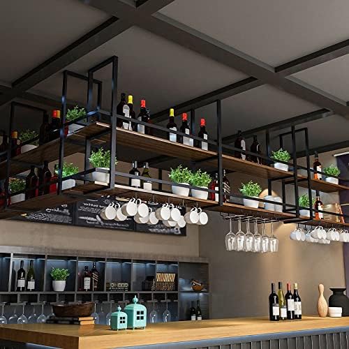 ZJDYDY Industrial 2-Tier Wall Wine Rack - Black 140x30x80cm