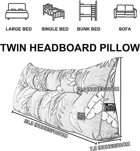 COZMAX Triangle Reading Cushion with Plaid Cover