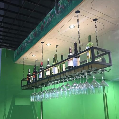 Industrial Metal Wine Rack with Stemware Shelf for Bar and Kitchen