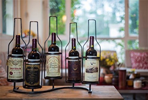 LUNEZY 5-Bottle Wine Rack Wall Holder Black