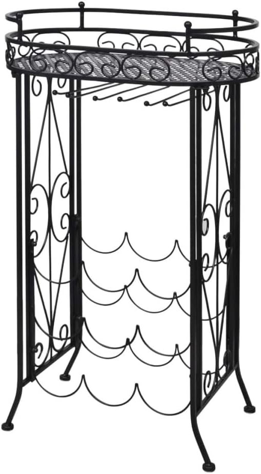 CHARMMA 9-Bottle Floor Wine Rack with Glass Holder