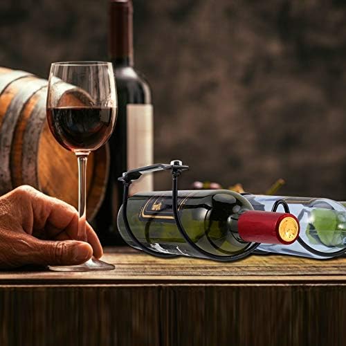 PRETYZOOM 2pcs Black Metal Wine Rack