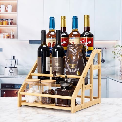 Bamboo 3-Tier Coffee Syrup Rack Organizer 1