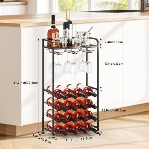 Freestanding Wine Rack with 16 Bottles Capacity