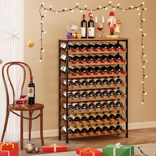 64 Bottles Wine Rack with LED Light and Top Shelf