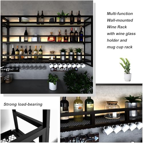 OMKUOSYA Wall-Mounted Wine Rack with LED Light
