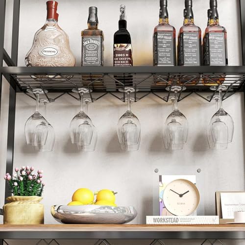 20-Bottle Floor Wine Rack with Glass Holder and Shelves