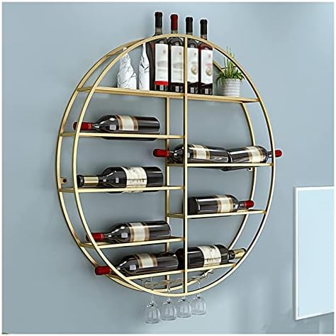 ALDEPO Gold Round Wine Rack Wall Mount 60cm