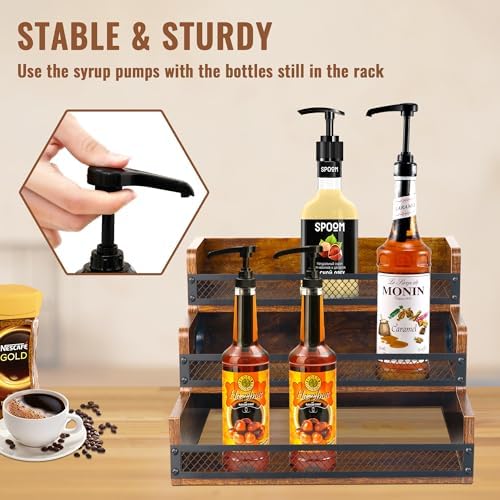 Alyoen 2 Pack 3 Tier Liquor Wine Rack with Handles and Fences