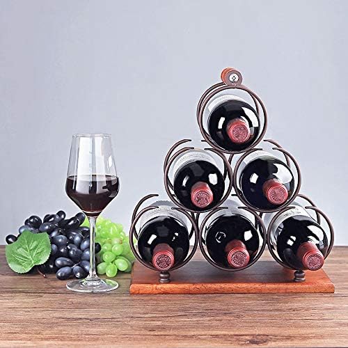 6 Bottles Retro Metal Wine Rack with Iron Frame