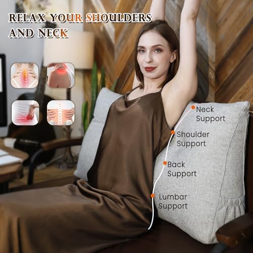 Wellty Care Large Triangular Headboard Pillow with Head Roll and Side Pocket