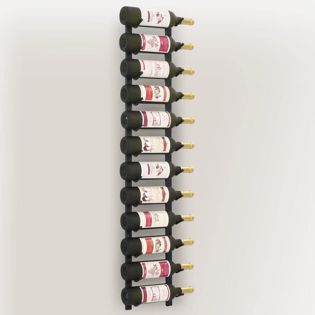 Black Iron Wall Mounted Wine Rack for 12 Bottles