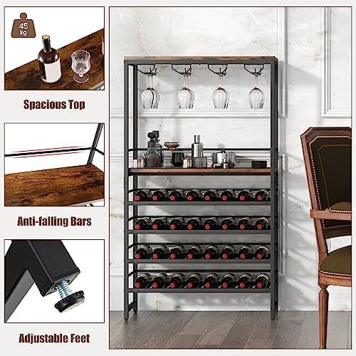 Giantex 4-Tier Freestanding Wine Rack 32 Bottles 16 Glasses