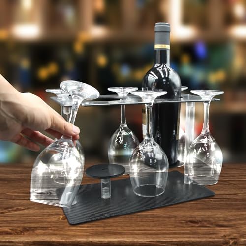 Haflyer Carbon Fiber Wine Rack 2 Bottles 6 Glasses