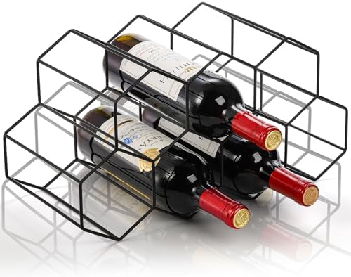 AVLA 9-Bottle Metal Countertop Wine Rack Black