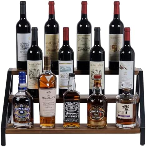 MyGift 3-Tier Wine Rack Industrial Rustic Design