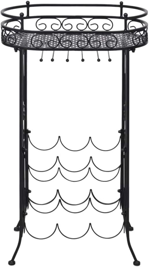 CHARMMA 9-Bottle Floor Wine Rack with Glass Holder