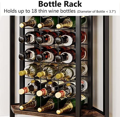 LITTLE TREE Corner Wine Rack with Glass Holder Brown