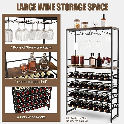 Giantex 4-Tier Freestanding Wine Rack 32 Bottles 16 Glasses