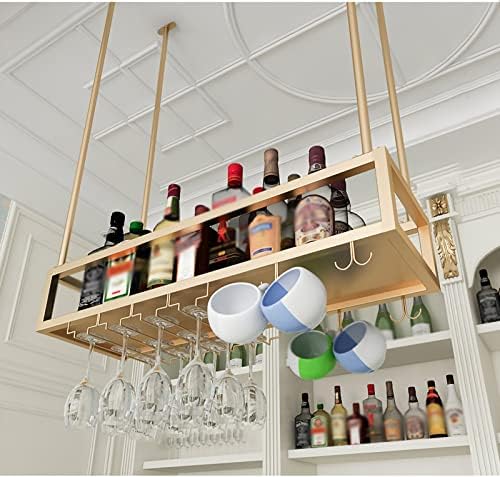 Adjustable Metal Wall Mounted Wine Rack with Glass Holder