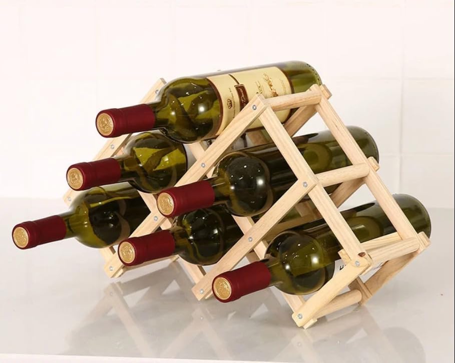 Wine Rack for 6 Bottles - Wood Natural 44cm