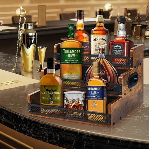 Alyoen 2 Pack 3 Tier Liquor Wine Rack with Handles and Fences