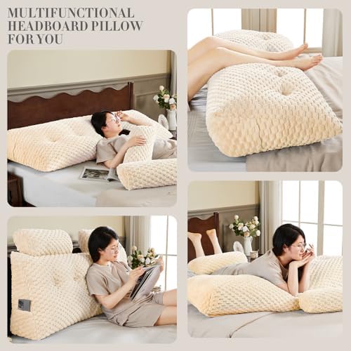 EUHAMS Wedge Headboard Pillow - Triangular Support for Back and Neck
