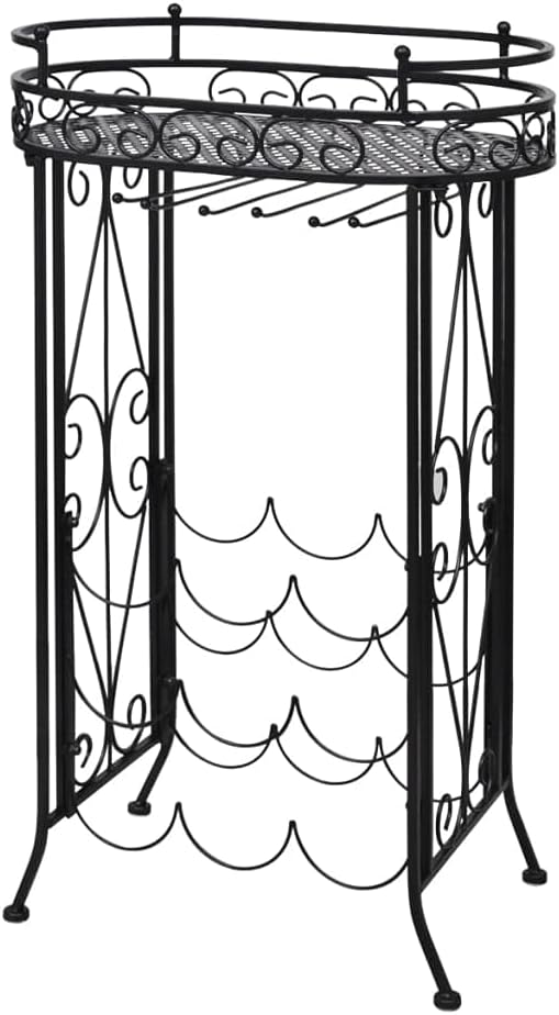 Aisifx 9-Bottle Wine Rack with Glass Holder and Hooks