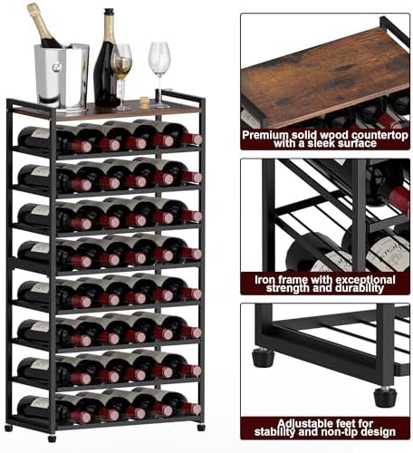 40-Bottle Freestanding Wine Rack with 8 Tiers