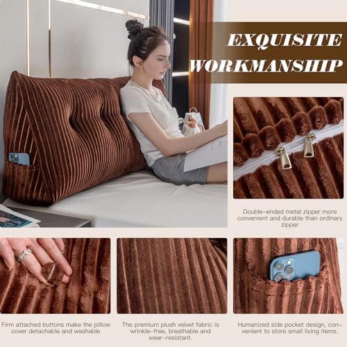 Activance Large Triangular Bed Rest Pillow with Removable Cover 1