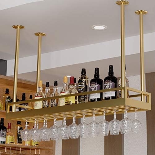 Wall Mounted Iron Wine Glass Rack with Ceiling Mount