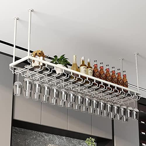 ZJDYDY Ceiling Metal Stemware Rack - Adjustable Height Wall-Mounted Wine Display Stand