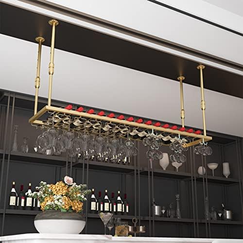 Adjustable Metal Wine Glass Holder with Bottle Rack