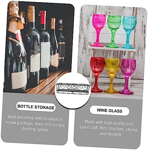 Ciieeo Wall Mounted Wine Rack with Goblet Holder 50cm Black Iron Design