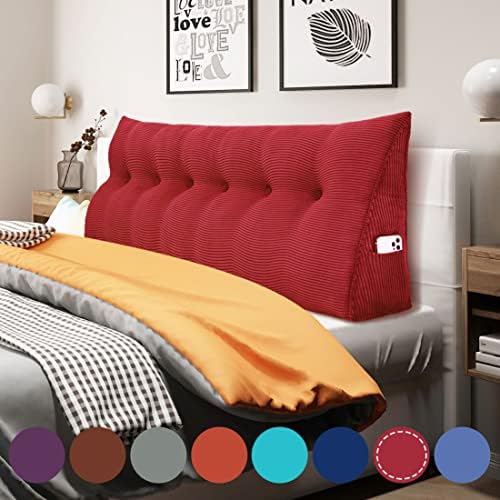 WOWMAX Triangle Headboard Pillow with Removable Cover Red 70x8x20inch