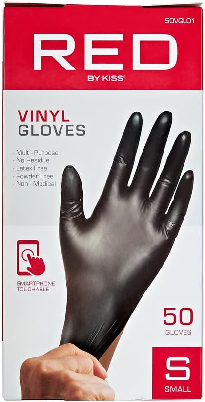 Red by Kiss Black Vinyl Gloves 50pcs
