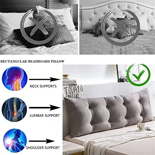 ZZYK Soft Reading Bed Rest Pillow Large Bolster - Grey 47