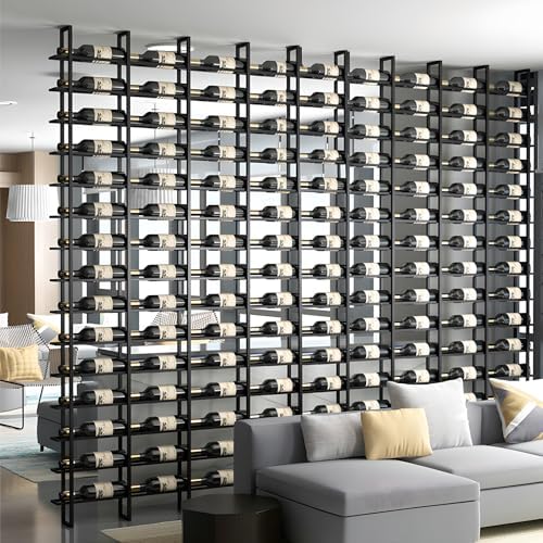 80 Bottle Wall Mounted Wine Rack - Industrial Style Black