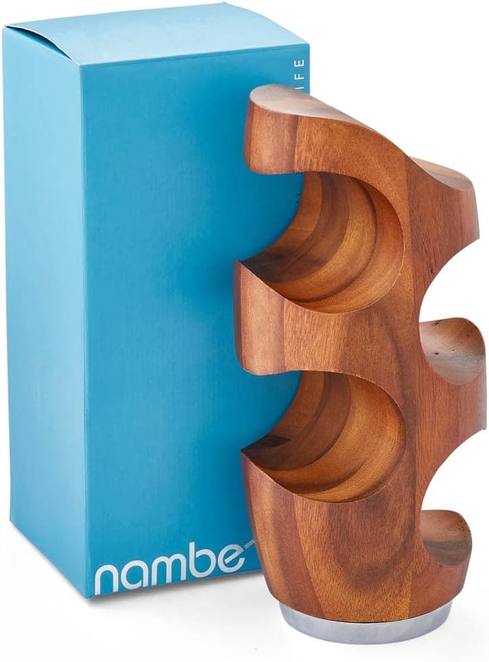 Nambe Vie 4-Bottle Wine Rack Acacia Wood Alloy Base