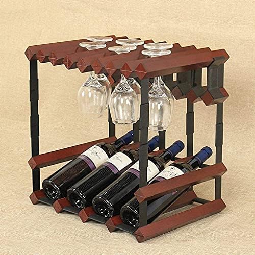 LASEVE Freestanding Wine Rack with Wooden Top and Metal Frame
