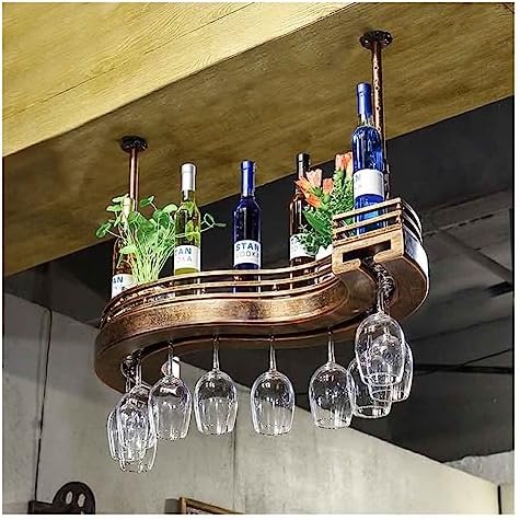Hanging Wine Rack with Glass Holder Bronze 80x25cm