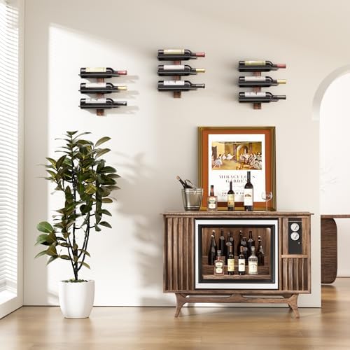 B4Life Wall Mounted Wine Rack for 3 Bottles - Wood and Iron Holder