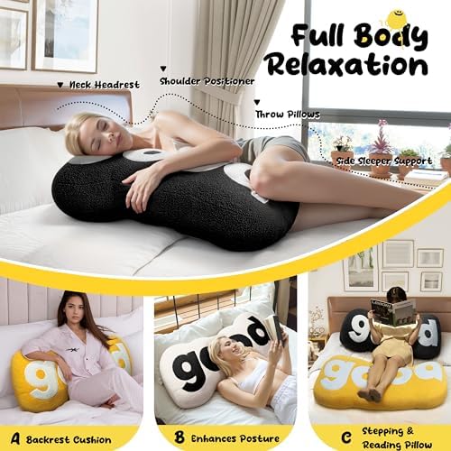 Johnear Headboard Pillow White Plush Reading Support 1