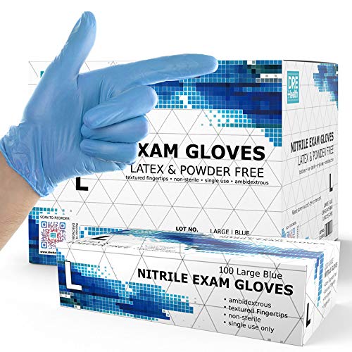 Dre Health Powder Free Nitrile Gloves Large 1000 Pack Case Blue
