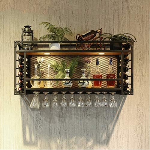 Stylish Wall-Mounted Wine Rack with Spotlights Black