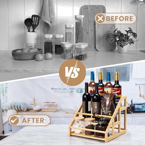 Bamboo 3-Tier Coffee Syrup Rack Organizer 1