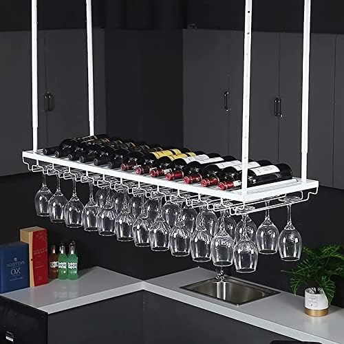 Iron Wine Rack Wall Mounted with Adjustable Height and Glass Holder