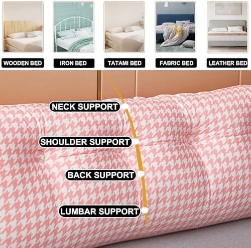 Velvet Triangular Reading Pillow with Side Pockets - Pink 47120cm